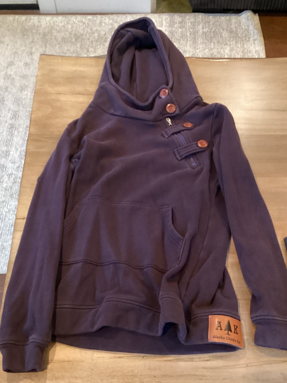 Women's Purple Button-Accent Hoodie